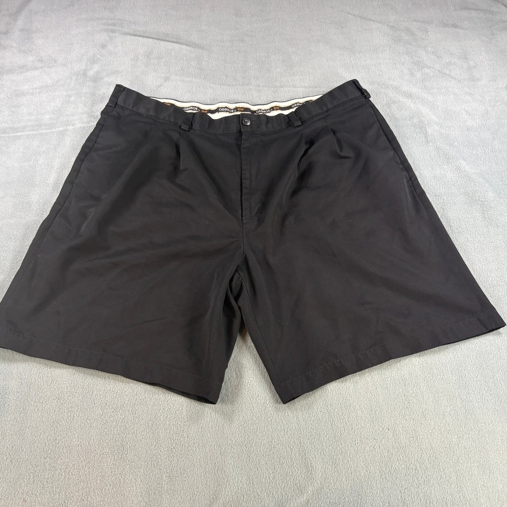 George Golf Mens Black Pleated Performance Golf Shorts Size 42 Solid Casual